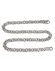 925 Sterling Silver Handmade Link Chain Rhodium Plated 24" 9.6mm, 118.8g