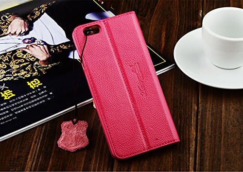 Kaiyue Real Genuine Leather Case Flip Cover Stand Protect for Apple Iphone 6/ Iphone 6 Plus (iPhone 6:Peach)