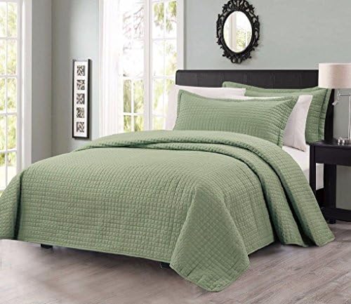 Uwant Edan 3pcs Solid Classic Checkered Quilted Coverlet Set