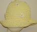 Hand Crocheted Yellow Rayon Cotton Gimp Floppy Hat with Daisies All Over