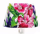 Joan Baker Designs NL921 4-1/2W by 3H Hummingbird/Gladioluses Art Glass Night Light
