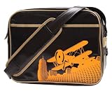 Cevan Metro Vintage Biplane Premium Diaper Bag Coated Canvas, Brown Gloss