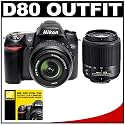 Nikon D80 Digital SLR Camera with 18-55mm f/3.5-5.6G VR AF-S DX Lens & 55-200mm f/4-5.6G ED AF-S DX Lens + Nikon 2-Year Extended Warranty
