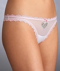 Betsey Johnson Intimates Sheer Crystal Embellished Bridal Thong Panty