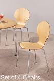 Set of 4 Lightweight & Stackable Natural Seat Muller Dining Chairs