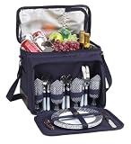 Classic Picnic Cooler For Four w Out Wheels (Navy Gingham)
