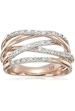 10k Rose Gold Woven Diamond Ring (1/7 cttw, I-J Color, I2-I3 Clarity)