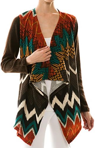 Aris Navajo Blanket Aztec Chevron Drape Cardigan Sweater (Small (USA 2-4))