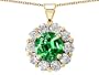 1.70 cttw 14K Yellow Gold Plated 925 Sterling Silver and Created Round Emerald Pendant