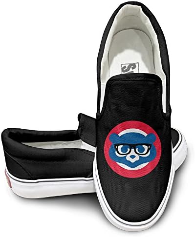 Nubia Glasses Cubs Bears Casual Unisex Flat Canvas Shoes Sneaker Black 40