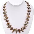 Handmade Bronze Freshwater Pearl Necklace With Silver Floral Beads