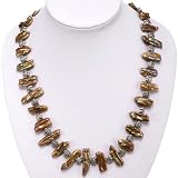 Handmade Bronze Freshwater Pearl Necklace With Silver Floral Beads