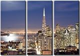 Framed Huge 3 Panel Cityscape San Francisco Skyline Giclee Canvas Print