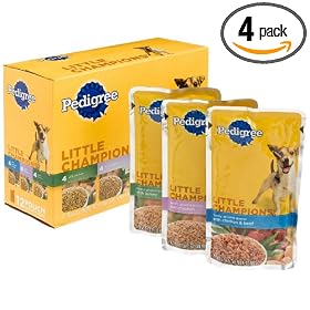 Pedigree Meaty Ground Dinner Variety Pack (Turkey, Chicken, Chicken & Beef) Food for Dogs, 12-Count Pouches (Pack of 4)