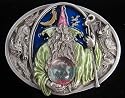 Wizard With Crystal Ball (Dragon In Crystal Ball)-enamled Belt Buckle