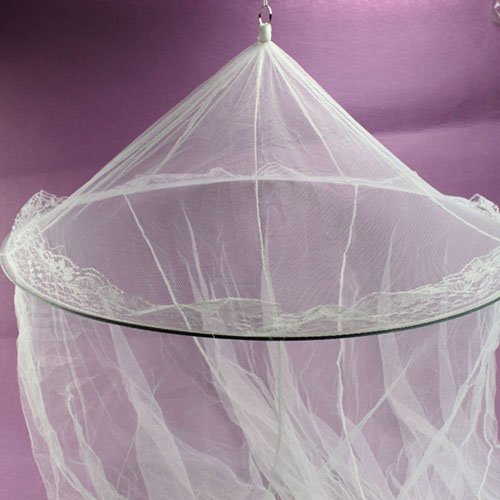 Elegant Lace Bed Canopy Mosquito Net White
