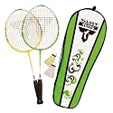 Attacker Junior Badminton 2 Player Set - Green/Black/White, 21 Inch