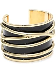 Belle Noel Black Enameled Gold Thread Bangle Bracelet