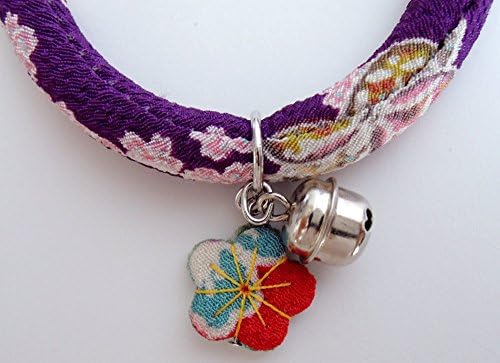 Khusus Zakka Chirimen Cat Collar Plum Blossoms with Adjustable for Cat S Size 243