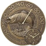 French Bronze Bass Thermometer and Clock Combo