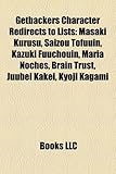 Getbackers Character Redirects to Lists: Masaki Kurusu, Saizou Tofuuin, Kazuki Fuuchouin, Maria Noches, Brain Trust, Juubei Kakei, Kyoji Kagami-