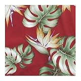 Monstera Paradise A-Shape Flared 10" Side Slits Hawaiian Aloha Slip-Over-The-Head Long Tank Dress in Red - M