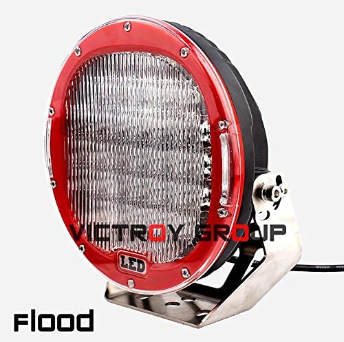 1Pcs 9inch 185W Red Round Cree Led Driving Spot Flood Work Light Offroad 4WD VS ARB 96/160W