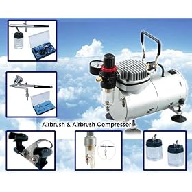 AS18K Complete Airbrush Compressor Kit PLUS Airbrushing Accessories - Airhose...
