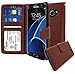 Samsung Galaxy S7 Wallet Case, Bastex Shiny PU Leather Brown Flip Wallet Credit Card Cover for Samsung Galaxy S7