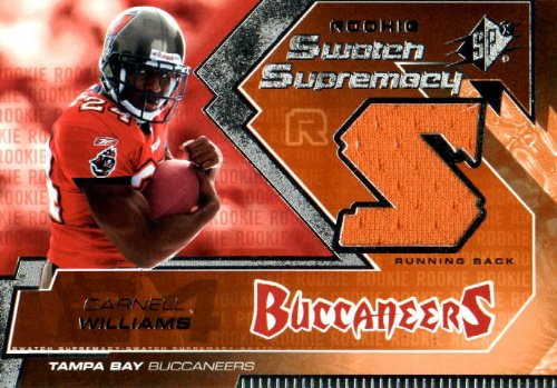 2005 SPx Rookie Swatch Supremacy RS-CW Carnell Williams Tampa Bay Buccaneers (Rookie Insert - Piece of Authentic Event Worn Jersey - Football Cards)