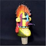 Kachina with Beak Hand Painted Wine Stopper with Cork Base