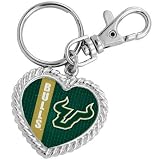 South Florida Bulls Silvertone Heart Keychain