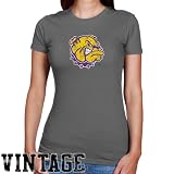 NCAA Western Illinois Leathernecks Ladies Charcoal Distressed Logo Vintage Slim Fit T-shirt