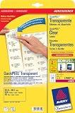 Avery Zweckform, L7560-25, 25 Blatt, Kennzeichen-Etiketten, Transparente Etiketten, 63, 5 x 38, 1 mm