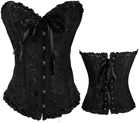 SuperMai Clubwear Costume Women's Satin Lace up Overbust Corset Bustier Plus Size + G-string