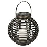Paradise GL29353BR Solar Flickering LED Round Rattan Basket Outdoor Light, Brown