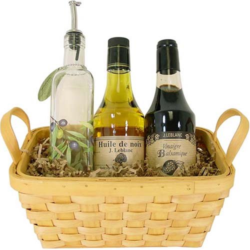 Olive oil and Balsamic Vinegar with Glass painted cruet gift basket set by Touch of Europe gift baskets