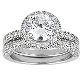 1.7 Ct Diamond Engagement Ring Bridal Set Round Pave 14k White Gold