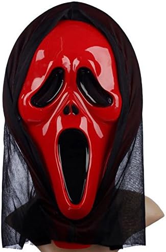 JL Future Scary Masks for Halloween Crazy Ghost Scream Horror Mask For Cosplay Costume Party Dress (Red Scream Mask)