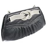 Whiting&Davis -- *Mesh Knot Clutch Matte Black 1 4002 -- Handbags
