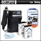 2 Pack Battery And Charger Kit For Sony Cyber-shot DSCRX100, DSC-RX100 20.2 MP Exmor CMOS Sensor Digital Camera, Sony HDR-AS10, Sony HDR-AS15 HD Action Camcorder Includes 2 Extended Replacement (1600Mah) NP-BX1 Batteries + Ac/Dc Rapid Travel Charger +More