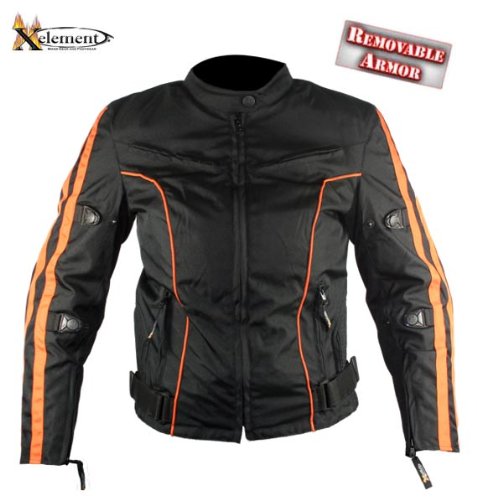 Ladies Black and Orange Vented Cordura Jacket by Xelement - Size : Medium
