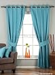Turquoise Ring Top Matka Raw Silk Curtain / Drape with matching tieback - Piece