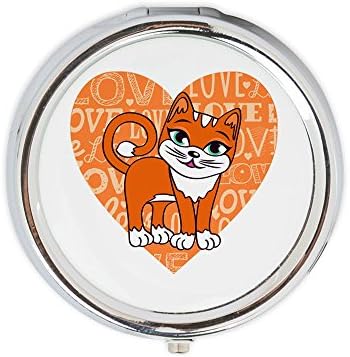 Round Pill Box with Mirror I Love Cats Kittens