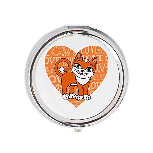 Round Pill Box with Mirror I Love Cats Kittens