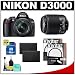 Nikon D3000 10MP Digital SLR Camera with 18-55mm f/3.5-5.6G AF-S DX VR Nikkor Zoom Lens & 55-200mm DX Zoom Lens with 16GB Card + (2x) EN-EL9a Battery + UV Filters + Cleaning Kit