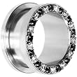 18mm Stainless Steel Black Clear Gem Screw Fit Tunnel
