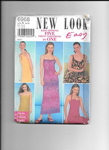 NEW Look 6968 Sewing Pattern for Five Easy Options Wardrobe Halter or Spaghetti Strap Summer Dress Options Misses 8 10 12 14 16 18