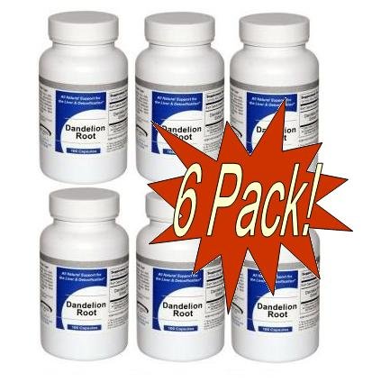 Dandelion Root (100 Capsules) - Concentrated Herbal Extract - Dietary Supplement 6 Pack