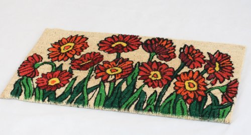 Homescapes - Door Mat - Floral Garden - 45 x 75 cm - 100% Natural Coir Mat- Indoor Outdoor doormat - Colourful Gift